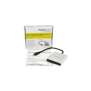 StarTech.com USB 3.0 Flash Memory Multi-Card Reader/Writer with USB-C - SD microSD and CompactFlash Card Reader w/ Integrated USB-C Cable (FCREADU3C) - Kortlæser (CF 1, CF II, MMC, SD, microSD, SDHC, microSDHC, SDXC, microSDXC) - USB 3.0