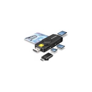 AXAGON CRE-SMP2A ID &  SD/microSD/SIM-kort PocketReader USB