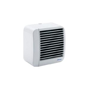 VENTICO MAICO Ventilator Flux 100 HT med timer (efterløb 3-30 min.) og hygrostat 40-85% RH. Luftmængde 90 m³/h. Mål 160x160/ø97 mm.