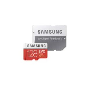 Samsung EVO Plus MB-MC128KA - Flashhukommelseskort (microSDXC til SD adapter inkluderet) - 128 GB - A2 / Video Class V30 / UHS-I U3 / Class10 - microSDXC UHS-I - hvid