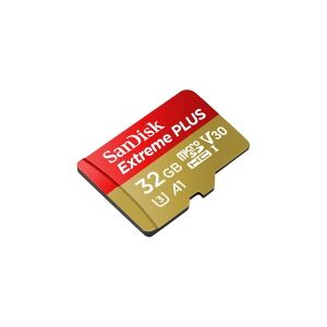 SanDisk Extreme PLUS - Flashhukommelseskort (microSDHC til SD adapter inkluderet) - 32 GB - A1 / Video Class V30 / UHS-I U3 - microSDHC UHS-I