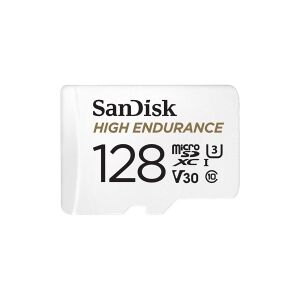 SanDisk High Endurance - Flashhukommelseskort (microSDXC til SD adapter inkluderet) - 128 GB - Video Class V30 / UHS-I U3 / Class10 - microSDXC UHS-I