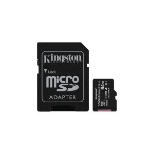 Kingston Technology Kingston Canvas Select Plus - Flashhukommelseskort (microSDXC til SD adapter inkluderet) - 64 GB - A1 / Video Class V10 / UHS Class 1 / Class10 - microSDXC UHS-I (pakke med 3)