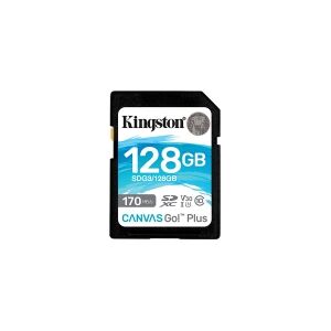 Kingston Technology Kingston Canvas Go! Plus - Flashhukommelseskort - 128 GB - Video Class V30 / UHS-I U3 / Class10 - SDXC UHS-I