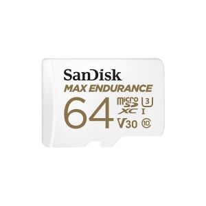 SanDisk Max Endurance - Flashhukommelseskort (microSDXC til SD adapter inkluderet) - 64 GB - Video Class V30 / UHS-I U3 / Class10 - microSDXC UHS-I