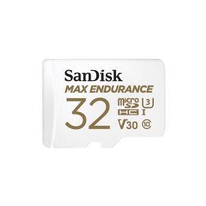 SanDisk Max Endurance - Flashhukommelseskort (microSDHC til SD adapter inkluderet) - 32 GB - Video Class V30 / UHS-I U3 / Class10 - microSDHC UHS-I