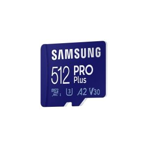 Samsung PRO Plus MB-MD512KA - Flashhukommelseskort (microSDXC til SD adapter inkluderet) - 512 GB - A2 / Video Class V30 / UHS-I U3 / Class10 - microSDXC UHS-I - blå