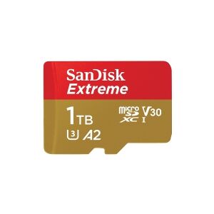 SanDisk Extreme - Flashhukommelseskort (microSDXC til SD adapter inkluderet) - 1 TB - A2 / Video Class V30 / UHS-I U3 / Class10 - microSDXC UHS-I