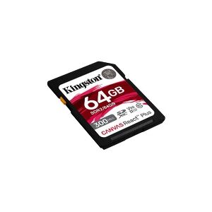 Kingston Technology Kingston Canvas React Plus - Flashhukommelseskort - 64 GB - Video Class V90 / UHS-II U3 / Class10 - SDXC UHS-II