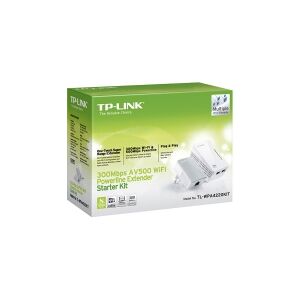 TP-Link TL-WPA4220KIT AV500 2-Port Wifi Powerline Adapter Starter Kit - Powerline-adaptersæt - HomePlug AV (HPAV) - Wi-Fi - kan sluttes til vægstik