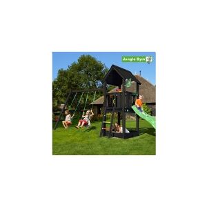 NSH Nordic Jungle Gym Club legetårn komplet inkl. swing module xtra ekskl. rutschebane, grundmalet sort (806-284SB)