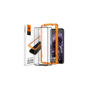 Spigen GLAS.tR AlignMaster, Google, Google Pixel 8 (2023), Ridseresistent, Stødresistent, Sort, Transparent, 2 stk