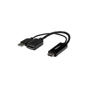 StarTech.com 4K 30Hz HDMI to DisplayPort Video Adapter w/ USB Power - 6 in - HDMI 1.4 (Male) to DP 1.2 (Female) Active Monitor Converter (HD2DP) - Adapterkabel - HDMI, USB (kun strøm) han til DisplayPort hun - 25.5 cm - sort - aktiv, 4K30 Hz (3840 x 2160)