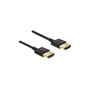 Delock Slim Premium - HDMI-kabel med Ethernet - HDMI han til HDMI han - 4.5 m - trippelskærmet parsnoet - sort - 4K support