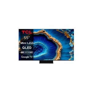 TCL 55C805 - 55 Diagonal klasse (54.6 til at se) - C80 Series LED-bagbelyst LCD TV - QLED - Smart TV - Google TV - 4K UHD (2160p) 3840 x 2160 - HDR - Quantum Dot, Mini-LED - børstet titanium metal