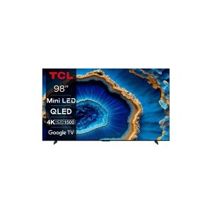 TCL 98C805 - 98 Diagonal klasse (97.5 til at se) - C80 Series LED-bagbelyst LCD TV - QLED - Smart TV - Google TV - 4K UHD (2160p) 3840 x 2160 - HDR - Quantum Dot, Mini-LED - børstet titanium metal