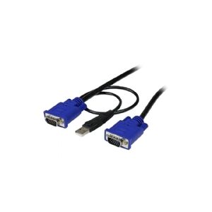 StarTech.com 6 ft Ultra-Thin USB 2-in-1 KVM Cable - Keyboard / video / mouse / USB cable - USB, HD-15 (VGA) (M) to HD-15 (VGA) (M) - 6 ft - black - SVECONUS6 - Tastatur / video / mus / USB kabel - USB, HD-15 (VGA) (han) til HD-15 (VGA) (han) - 1.83 m - so