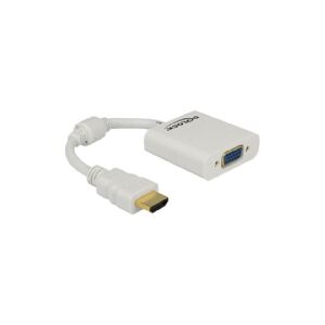 Delock Adapter HDMI-A male > VGA female - Videoadapter - HDMI han til HD-15 (VGA) hun - hvid