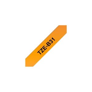 Brother TZe-B31 - sort på fluorescerende orange 12mm x 5m