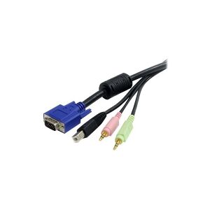 StarTech.com 6 ft 4-in-1 USB VGA KVM Switch Cable with Audio and Microphone - VGA KVM Cable - USB KVM Cable - KVM Switch Cable (USBVGA4N1A6) - Tastatur- / mus- / video- / lydkabel - USB, HD-15 (VGA), mini-phone stereo 3.5 mm (han) til HD-15 (VGA), mini-ph