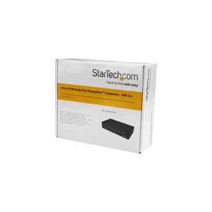 StarTech.com 4 Port DisplayPort KVM Switch - DP KVM Switch with Audio and Built-in USB 3.0 Hub for Peripherals - 4K 30Hz (SV431DPU3A2) - KVM / USB switch - 4 x KVM / audio / USB + 3 x SuperSpeed USB - 1 lokalbruger - monterbar på stativ - AC 120/230 V / D