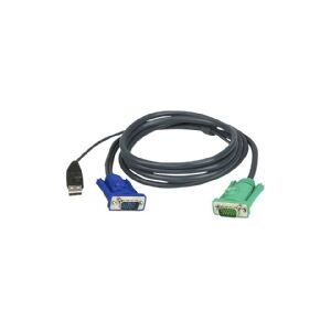 ATEN Technology ATEN Micro-Lite 2L-5205U - Kabel til tastatur / video / mus (KVM) - USB, HD-15 (VGA) (han) til 15 pin D-Sub (DB-15) (hun) - for KVM on the NET CS1708, CS1716  Master View max CS-1716  MasterView USB KVM Switch CS-1708