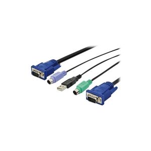 DIGITUS Octopus - Kabel til tastatur / video / mus (KVM) - USB, PS/2, HD-15 (VGA) (han) til HD-15 (VGA) (han) - 1.8 m - sort