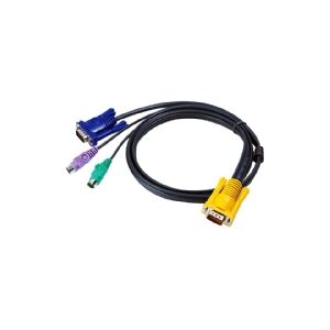 ATEN Technology ATEN 2L-5206P - Kabel til tastatur / video / mus (KVM) - 15 pin SPHD (han) til 15 pin D-Sub (DB-15), PS/2 (han) - 6 m