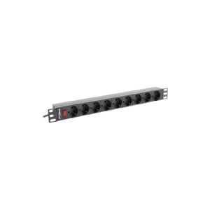 Lanberg PDU-09F-0300-BK - Strømstødsbeskytter (rackversion) - AC 220-250 V - 4000 Watt - 1-faset - output-stikforbindelser: 9 - 1U - 19 - 3 m ledning - sort