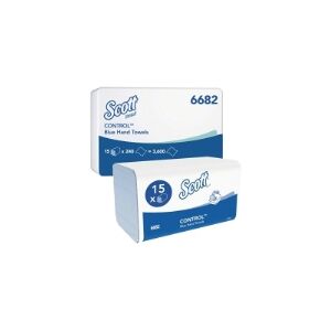 KIMBERLY-CLARK NORDIC Håndklædeark Scott 6682 Control, blå, 31,5 x 20 cm, pakke a 3.600 stk.