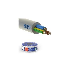 NKT Installationskabel, halogenfri 3G1,5 mm² NOIKLX90 lysegrå 300/500V, ring, udvendig dimension max. 9,5 mm - (50 meter)