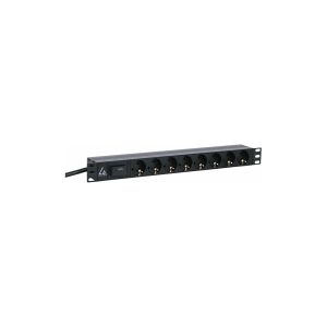 Lanview AUE2230K1-08AHENHB - Stikdåse (rackversion) - AC 230 V - input: IEC 60309 16A - output-stikforbindelser: 8 (8 x Type F) - 1U - 19 - 4 m ledning - sort