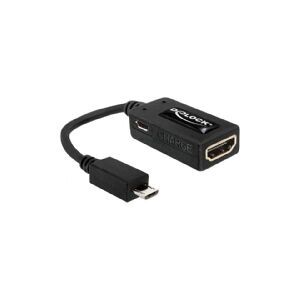 Delock - Video / lyd adapter - Micro-USB Type B han til HDMI, Micro-USB Type B hun - 15 cm - sort - for HTC Sensation 4G  Samsung Galaxy S II