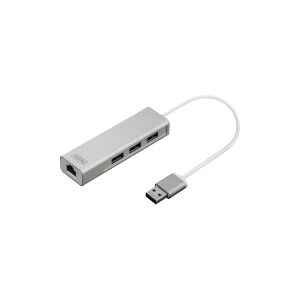 DIGITUS DA-70250-1 - Hub - 3 x SuperSpeed USB 3.0 + 1 x 10/100/1000 - desktop