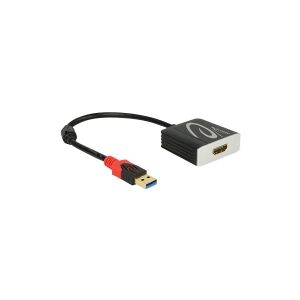 Delock Adapter USB 3.0 Type-A male > HDMI female - Ekstern videoadapter - USB 3.0 - HDMI - sort