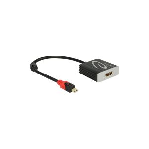 Delock Adapter mini Displayport 1.2 male > HDMI female 4K Active - Video transformer - Parade PS176 - DisplayPort - HDMI - sort