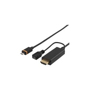 DELTACO - HDMI adapter - Micro-USB (SlimPort) til HDMI, Micro-USB Type B (kun strøm) - 1 m - sort