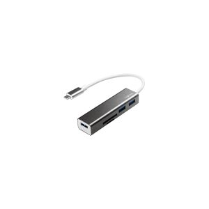 LogiLink UA0305, USB 3.2 Gen 1 (3.1 Gen 1) Type-C, USB 3.2 Gen 1 (3.1 Gen 1) Type-A, MicroSD (TransFlash), SD, 5000 Mbit/s, Aluminium, Aluminium, Aluminium