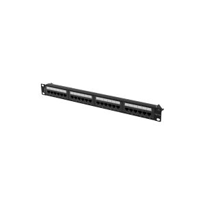 Lanberg PPUA-1024-B - Patch-panel - stativmonterbar - CAT 6a - UTP - RJ-45 X 24 - sort, RAL 9004 - 1U - 19