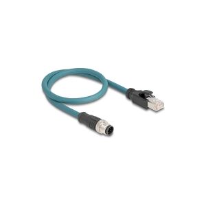 Delock - Kabel til netværksadapter - 8-pins M12 (han) til RJ-45 (han) - 50 cm - 0.62 cm - S/FTP - CAT 6a - IP67 - sort