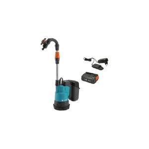 GARDENA REGNVANDSTØNDE PUMPE 2000/2 18V INKL BATTERI OG LADER