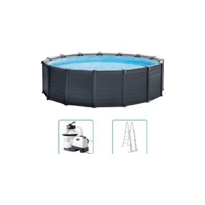 Intex Frame Pool Set Graphite 478 x 124cm, swimming pool (dark grey/blue, with sand filter system)