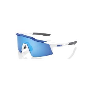 100% Briller 100% SPEEDCRAFT SL Matte White/Metallic Blue - HiPER Blue Multilayer Mirror Lens (LT 15% Blue Multilayer Mirror Lens + LT 93% Clear Lens) (NY 2021)