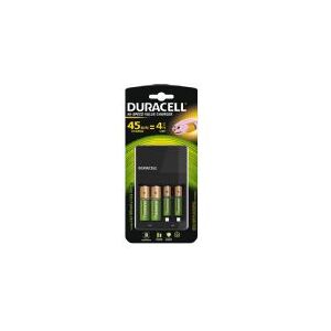 Duracell CEF14 - 4 t batterioplader - (for 4xAA/AAA) - med 2 x AA 1300 mAh batterier og 2 x AAA 750 mAh