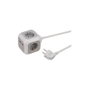 brennenstuhl ALEA-Power - Stikdåse - AC 230 V - 3680 Watt - input: strøm - output-stikforbindelser: 4 (2 x USB, 4 x strøm) - 1.4 m ledning - hvid, lysegrå