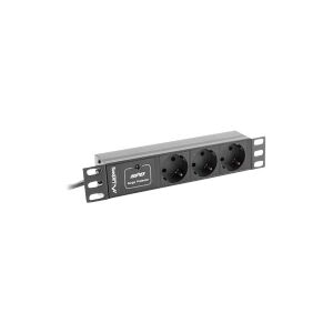 Lanberg PDU-03F-0200-BK - Strømfordelingsenhed (rackversion) - AC 230 V - 4000 Watt - input: CEE 7/4/CEE 7/7 - output-stikforbindelser: 3 (Type F) - 1U - 10 - 2 m ledning - sort