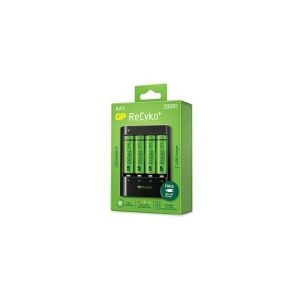 GP Batteries GP ReCyko Battery Fast Charger, U421 + 4 x AA 2600mAh genopladelige batterier