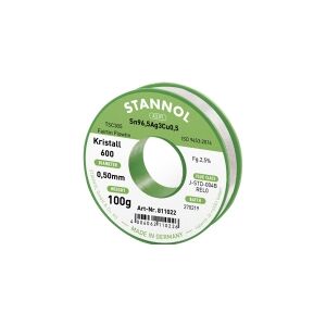 Stannol Kristall 600 Fairtin Loddetin, blyfri Blyfri Sn96,5Ag3Cu0,5 100 g 0.5 mm