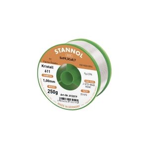 Stannol Kristall 611 Fairtin Loddetin, blyfri Blyfri Sn99,3Cu0,7 250 g 1 mm