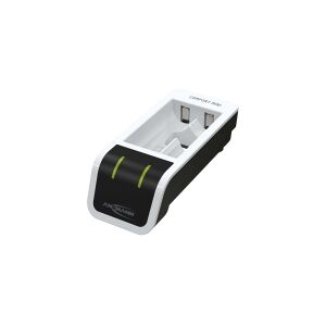 ANSMANN-ENERGY ANSMANN Comfort Mini - 1,5 timer USB-batterioplader - (for 2xAA, 2xAAA) + batteri 2 x AA type - 2100 mAh - 800 mA - sort, hvid